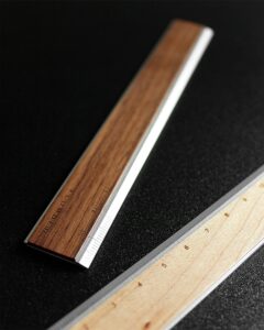 無機質なアルミに銘木をプラスした定規・ものさし「RULER」